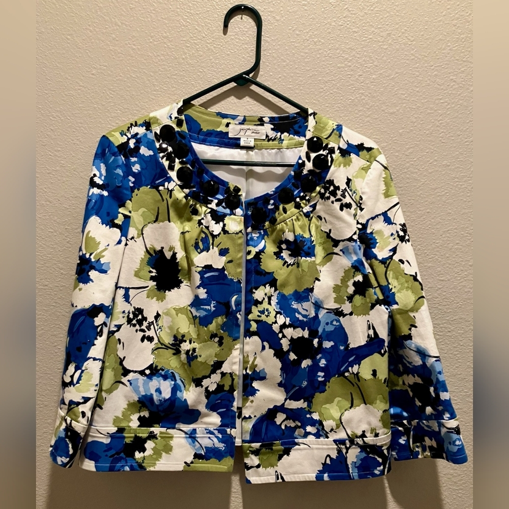 Floral Women's Jacket - Blue and Green